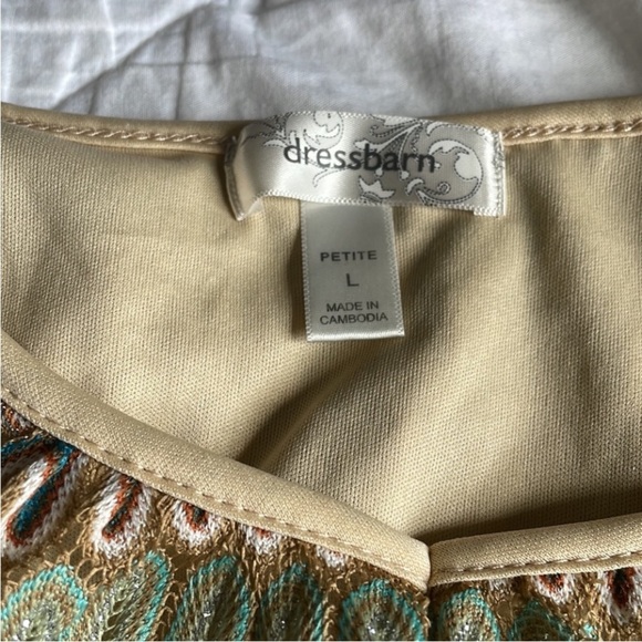 Dress barn Petite Large multicolored‎ brown and green Blouse - Picture 2 of 5